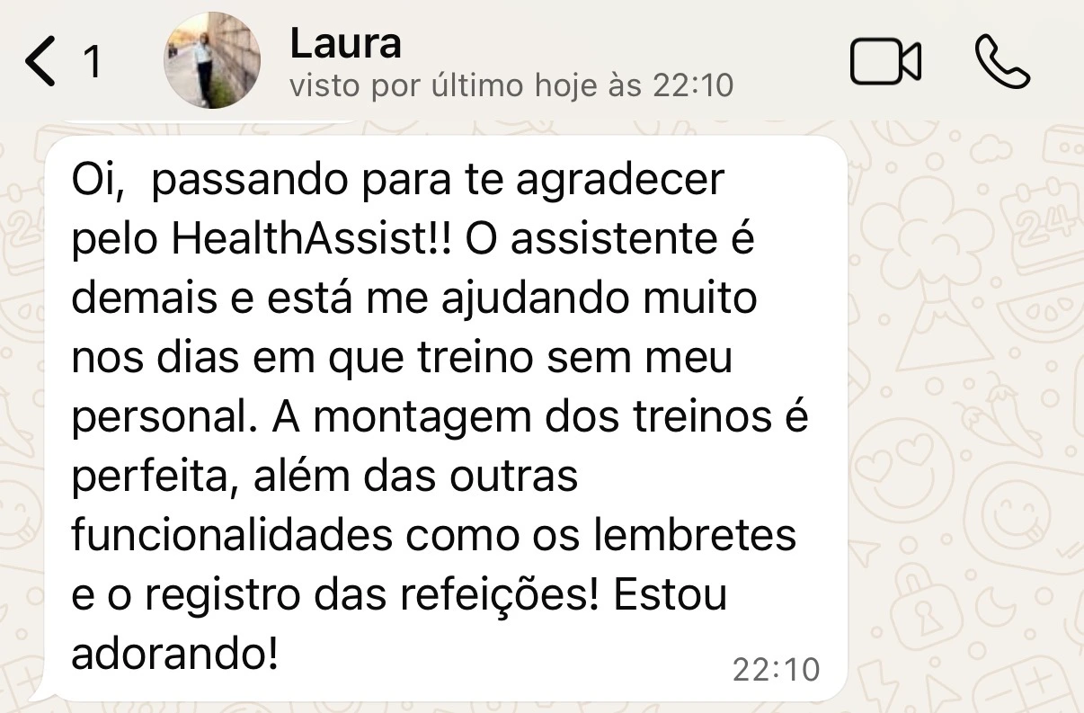 Depoimento real — Laura no WhatsApp